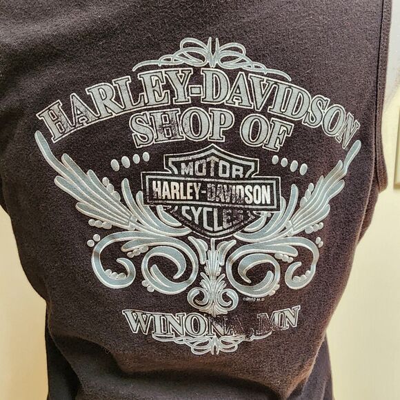 Y2K Harley Davidson Women's Black and Red Vest Tank Top Size Small - Picture 7 of 12